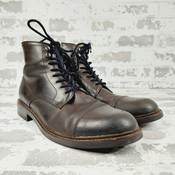 Aston Grey Biressa Dark Brown Leather Zip Lace Up Round Toe Ankle Boots V717 - Picture 4 of 12